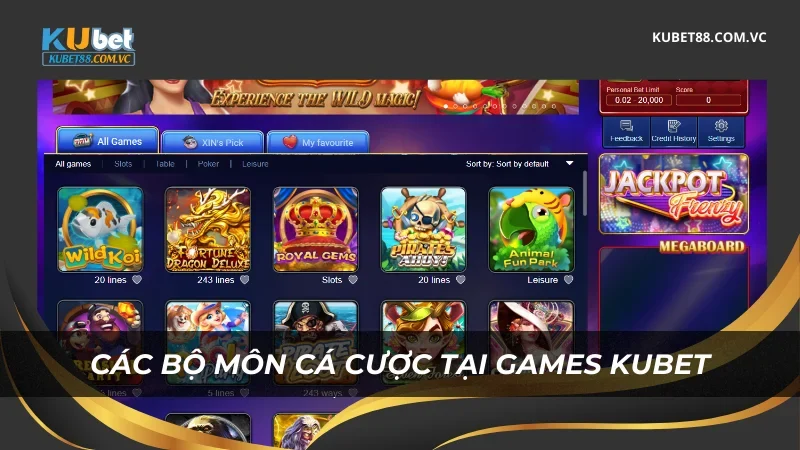 Các bộ môn cá cược tại Games Kubet