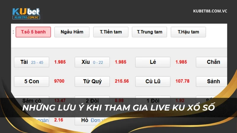 Những lưu ý khi tham gia Live Ku xổ số