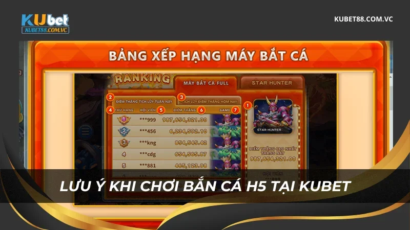 Lưu ý khi chơi bắn cá H5 tại Kubet