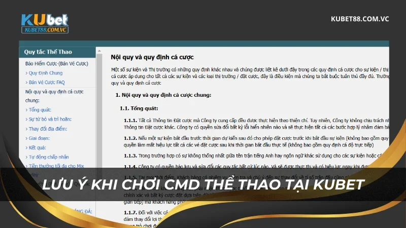 Lưu ý khi chơi CMD Thể Thao tại Kubet