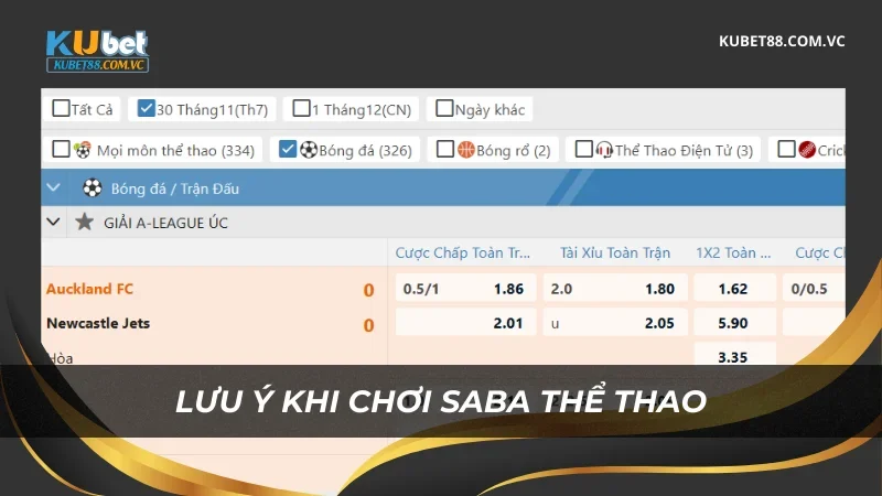 Lưu ý khi chơi SABA Thể Thao